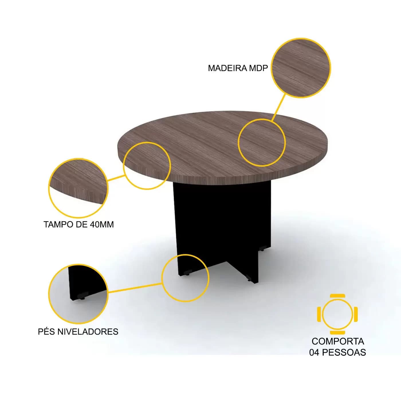 Mesa de reunião redonda em MDP