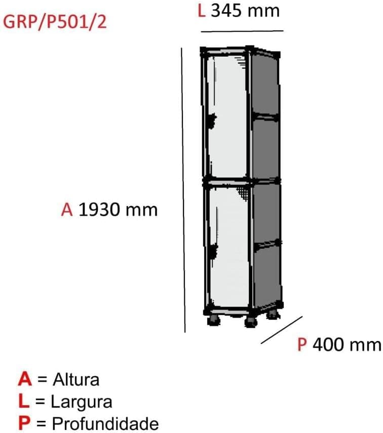 Armário Roupeiro 2 Portas Aço com chaves