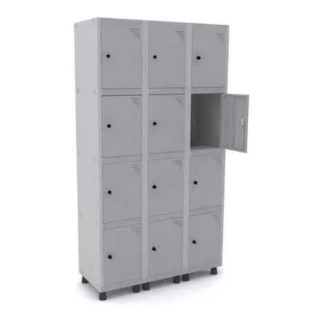 Armário Roupeiro de Aço 12 Portas cinza cristal