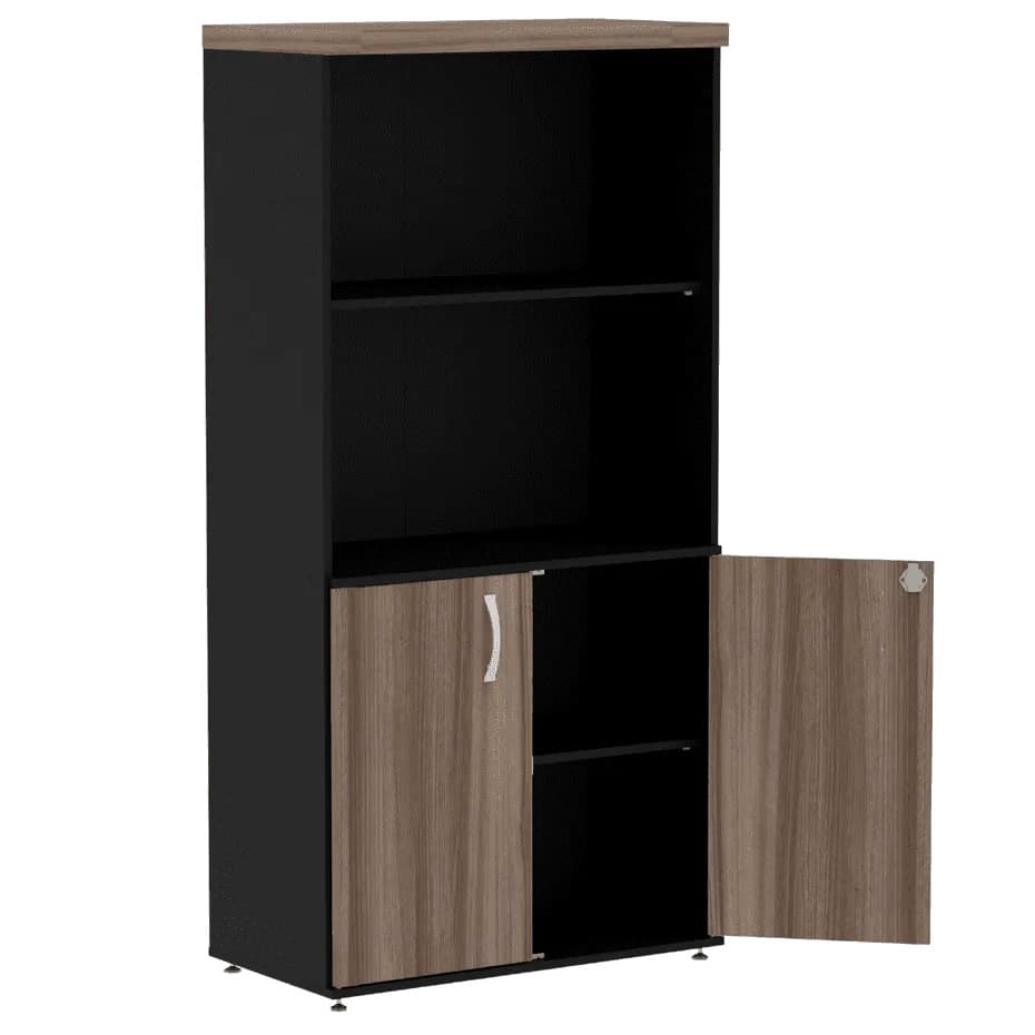 Armário alto para escritório PE40 Walnut com 2 portas