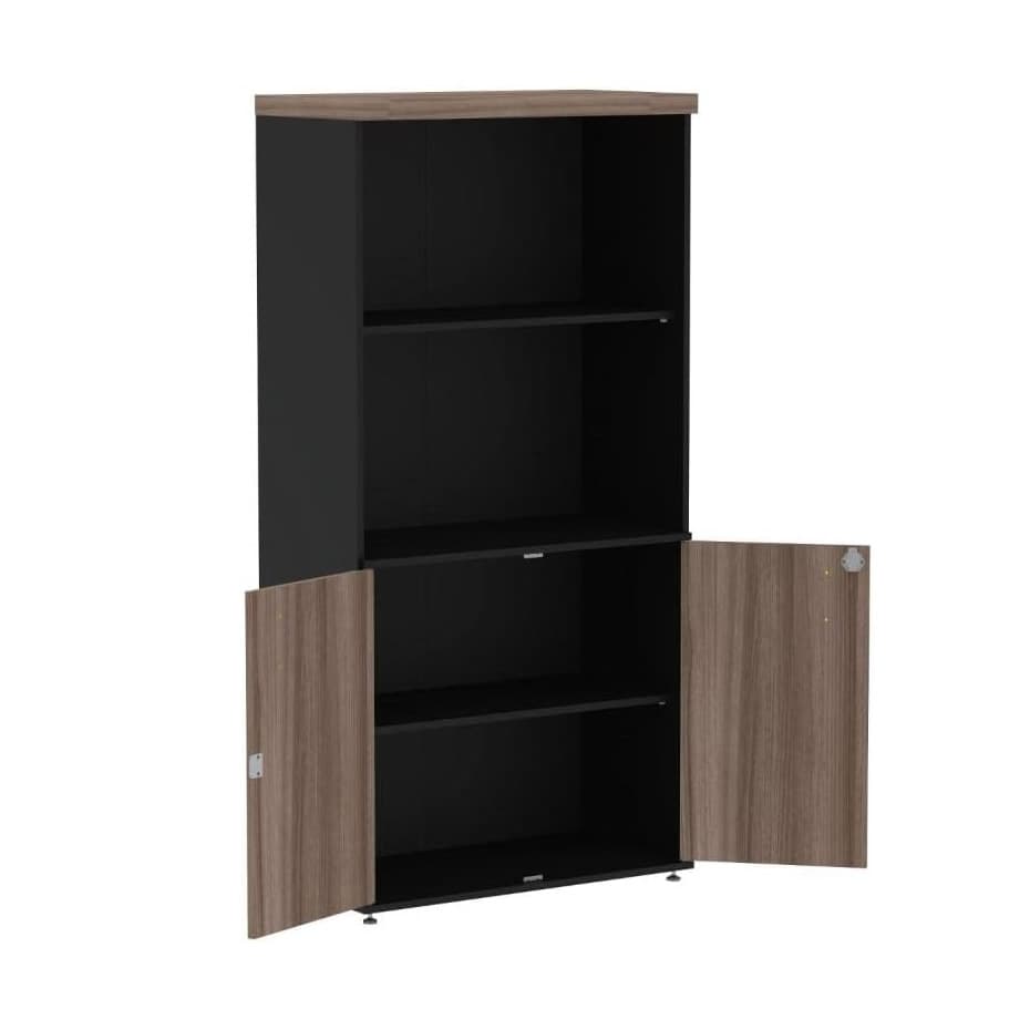 Armário alto para escritório PE40 Walnut com 2 portas
