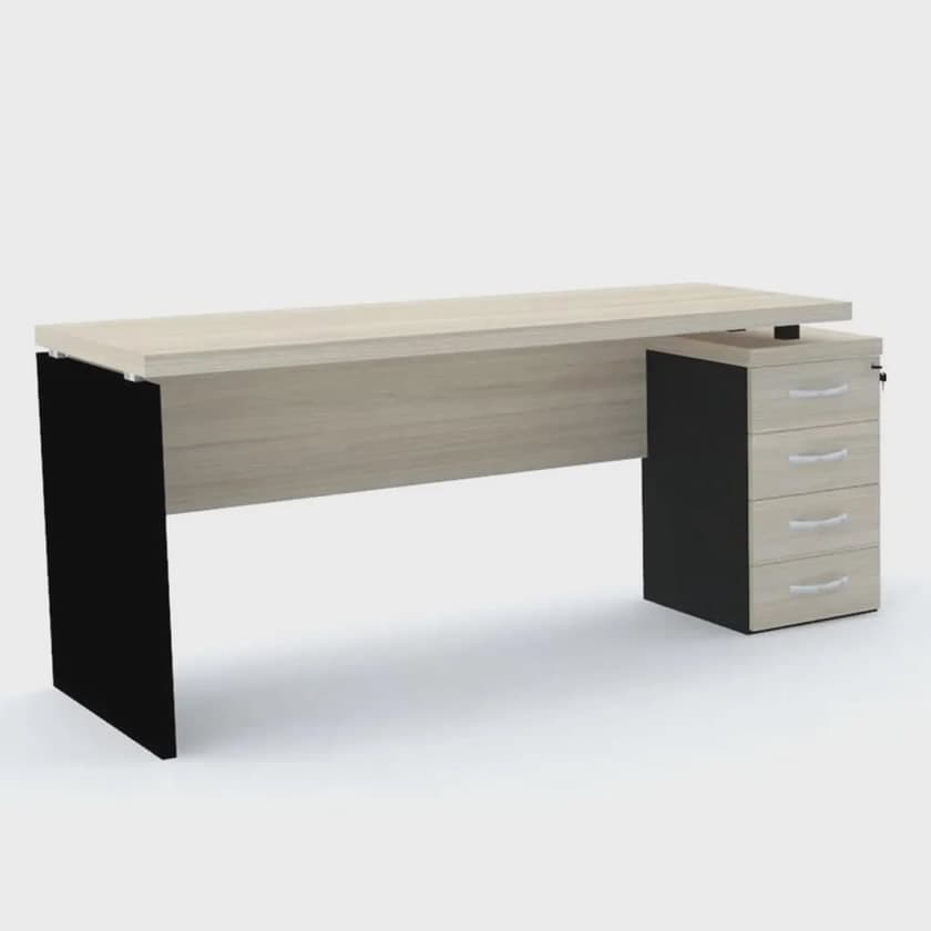 Mesa para escritório 4 gavetas PE40 - Nogueira