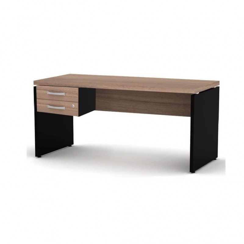 Mesa para Computador Escritórios / Home Office 1,50x0,60m - Com 02 Gavetas - WALNUT / PRETO
