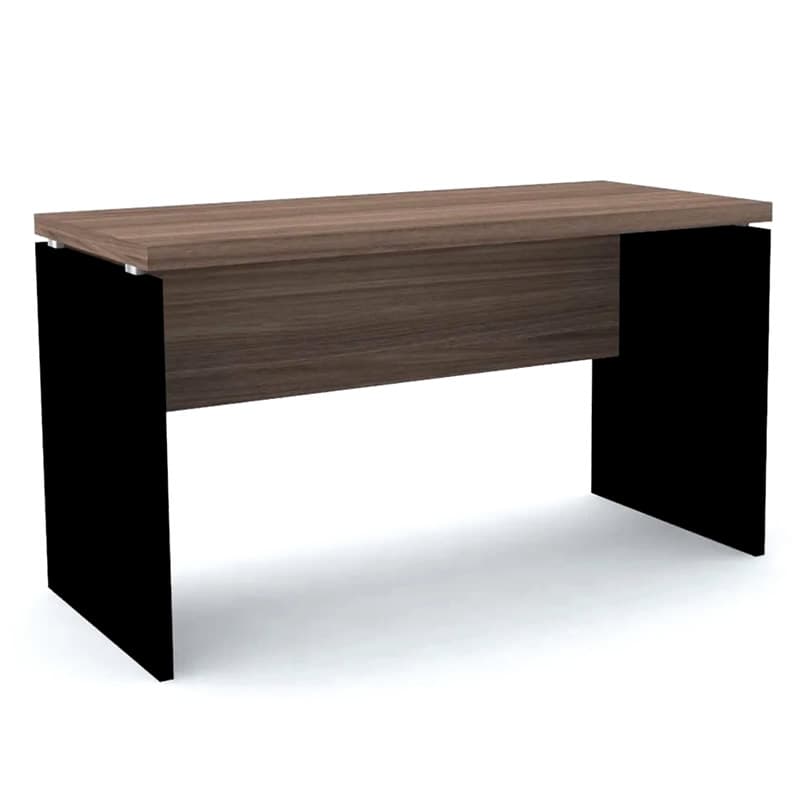 Mesa de Escritório Pé Painel Pe40 em Mdp 150 x 70 cm Base Preta Cor Walnut Base Preta