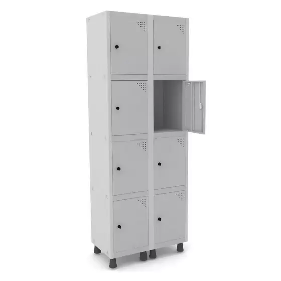 Roupeiro de Aço 8 Portas Cinza Cristal
